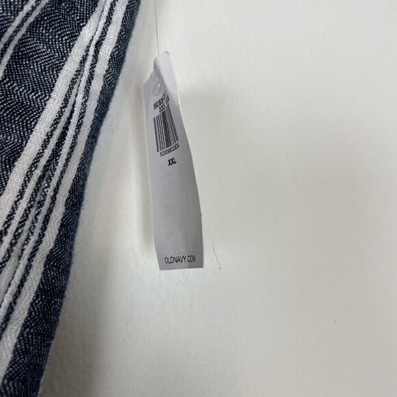 Old Navy Woman’s Blue White Striped Wide Leg Linen Cotton Blend Pant XXL Boho - Picture 4 of 7